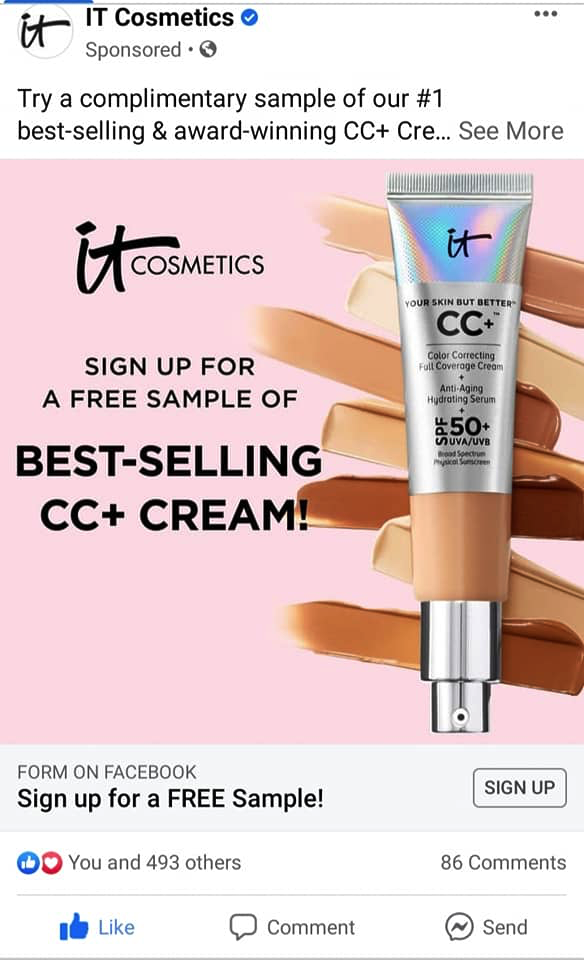 IT Cosmetics CC+ Cream samples
