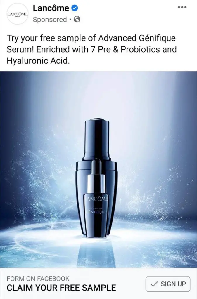 Free Lancome Serum sample