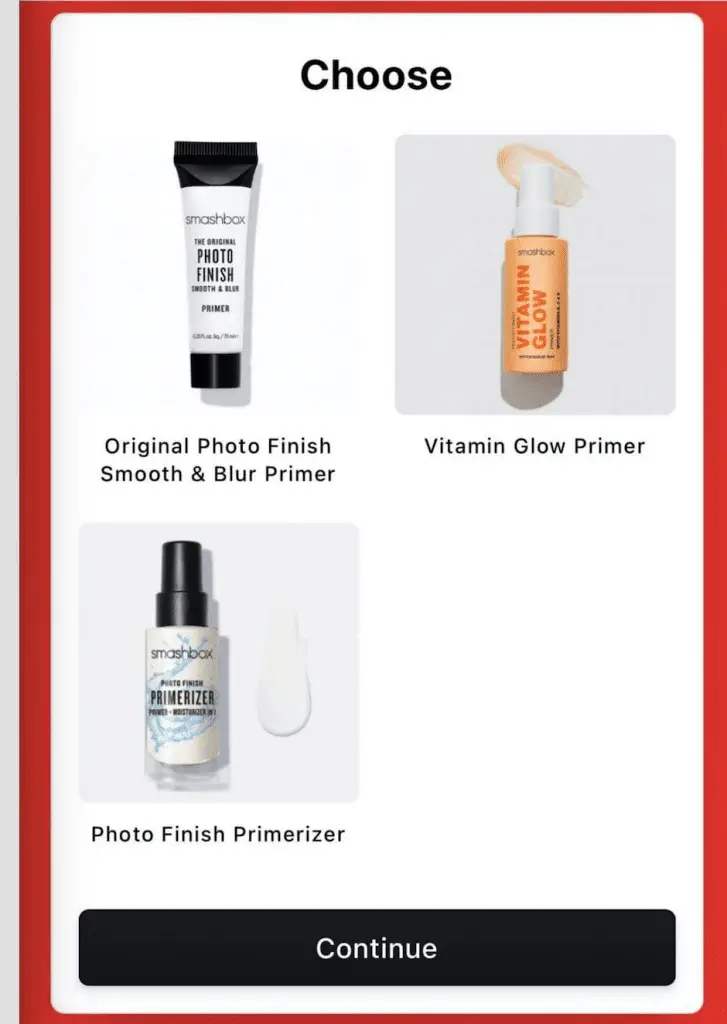 Choose your free sample of Smashbox Primers 