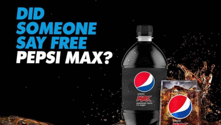 Grab a Free Pepsi Max Sample thru this advert