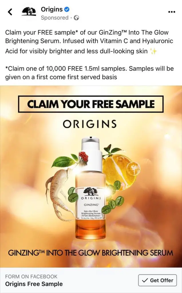 origins ginzing serum sample