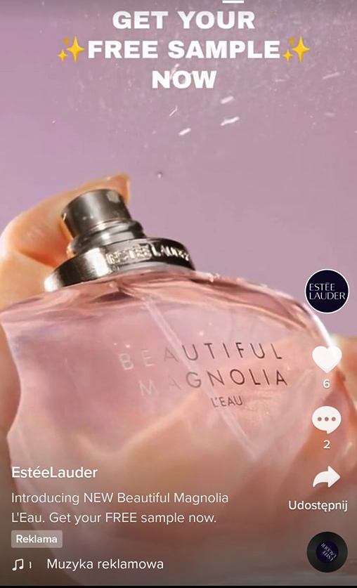Estee Lauder Beautiful Magnolia perfume sample ad TikTok