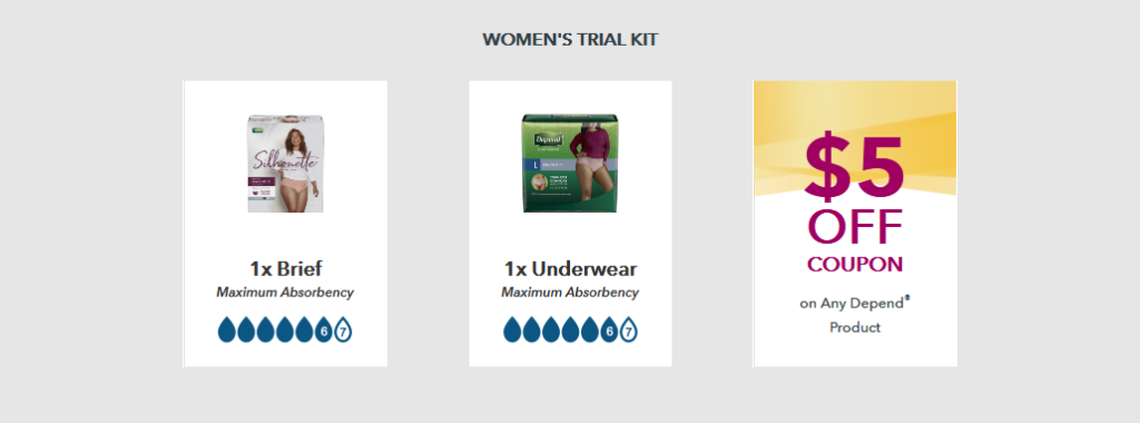 free depend underwear trial kit for women by mail in Canada