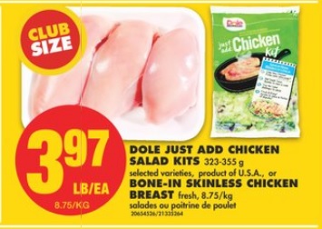 No Frills Ontario Deals with Coupon for Dole Just Add Chicken Salad Kit