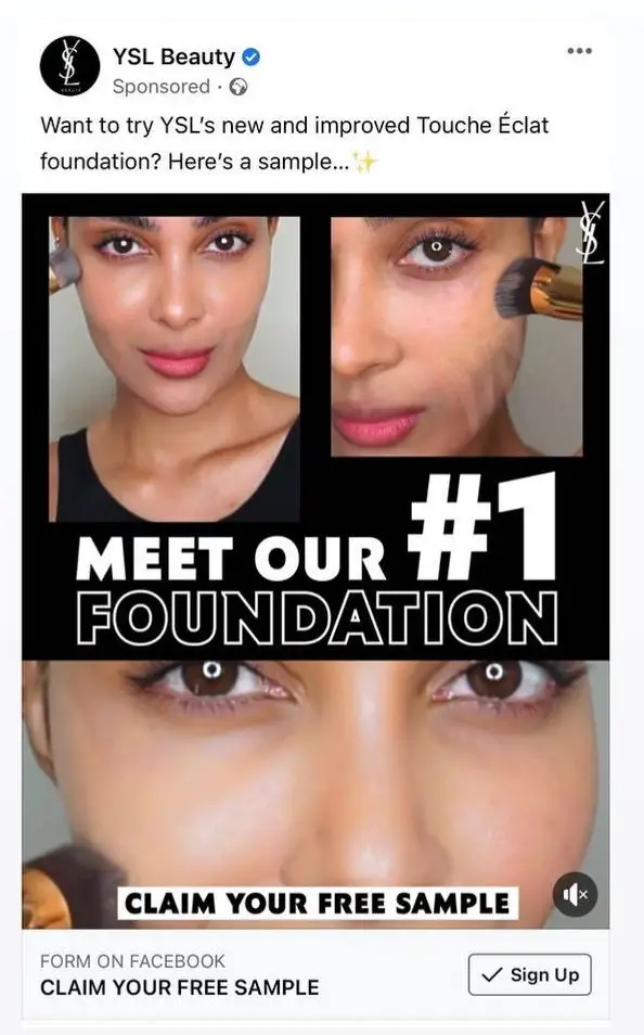 Free YSL Touche Eclat Foundation sample thru Facebook post