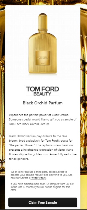 Free tom Ford perfume sample sopost canada