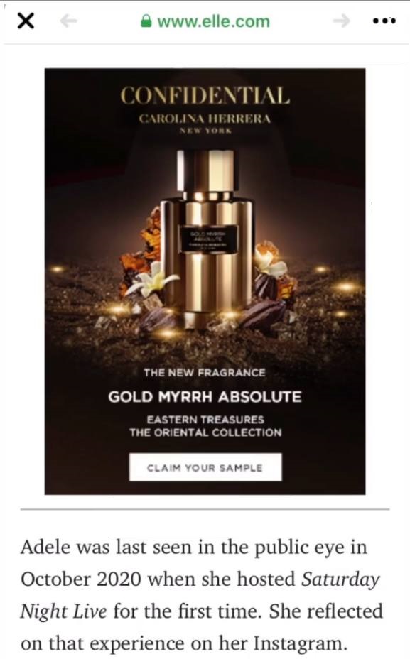 carolina herrera gold myrrh absolute perfume sample soPost on Elle Magazine