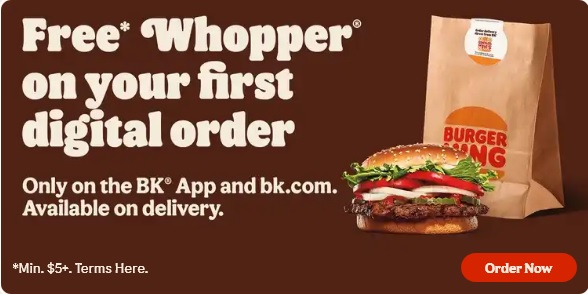 Burger King Free Whopper first order