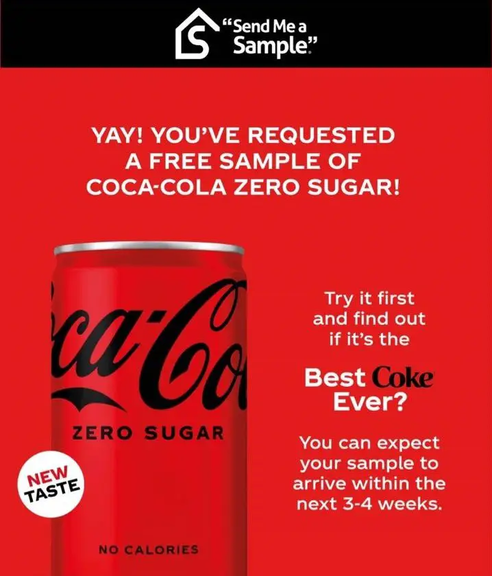 free Coca Cola Zero Sugar Drink Send Me A Sample UK