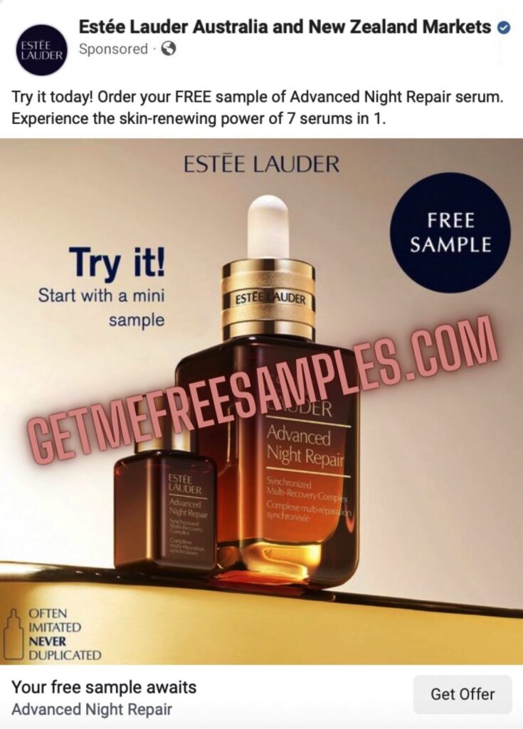 estee lauder serum sample australia ad facebook