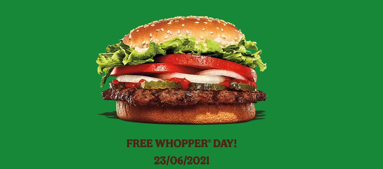 Free Whopper Day Burger King UK