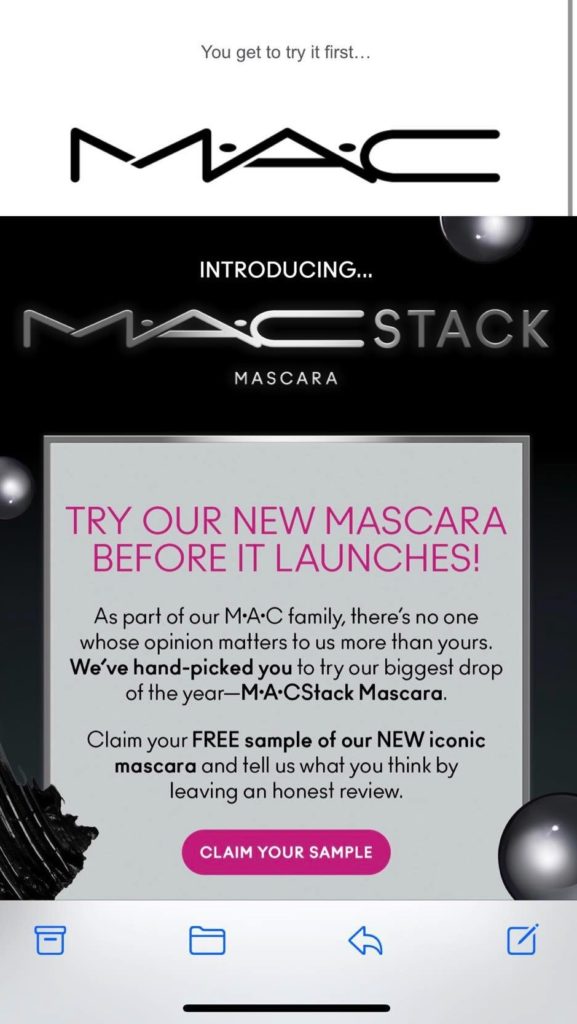 mac macstack mascara sample uk