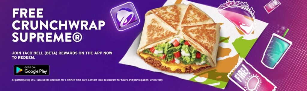 taco bell free taco crunchwrap supreme app