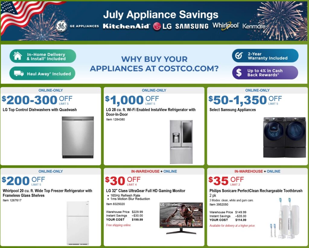 July Appliance Savings Costco Book 2021