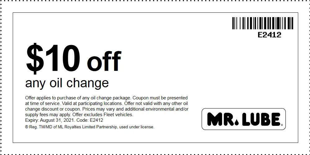 Mr Lube Coupon Canada Oil Change 