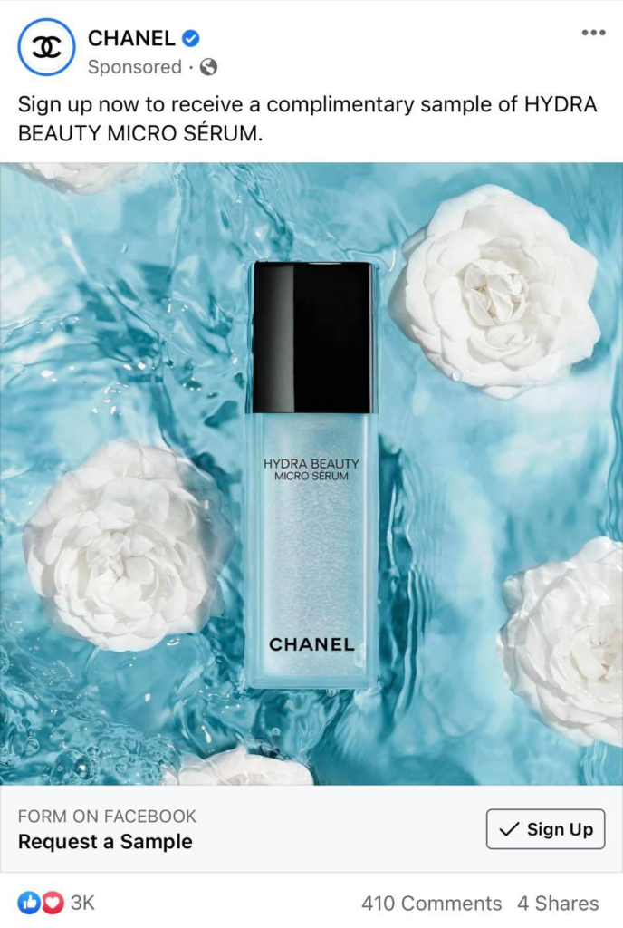 chanel hydra beauty serum sample facebook