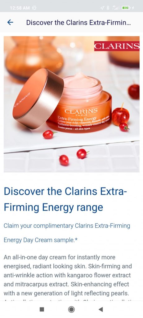 clarins extra firming samples boots