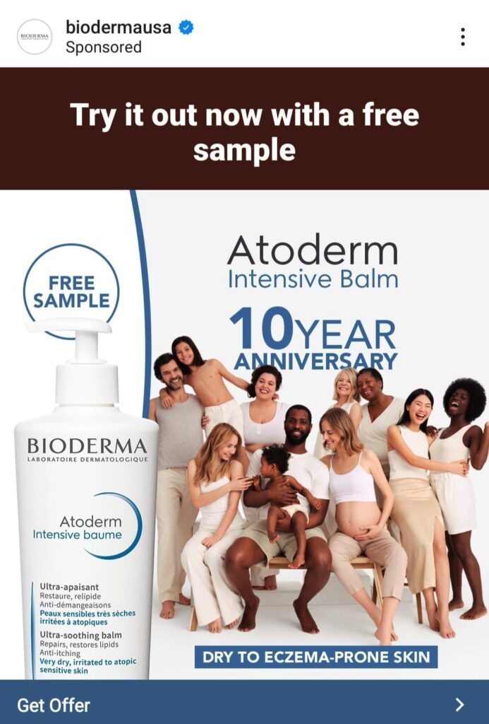 Bioderma Atoderm balm sample ad instagram