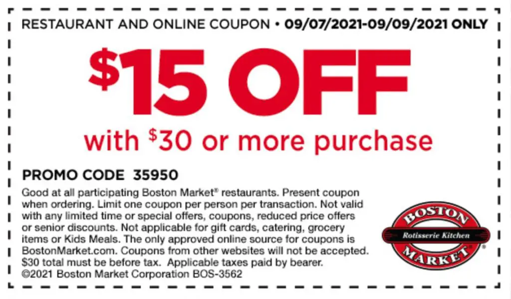 Boston Market Coupon 