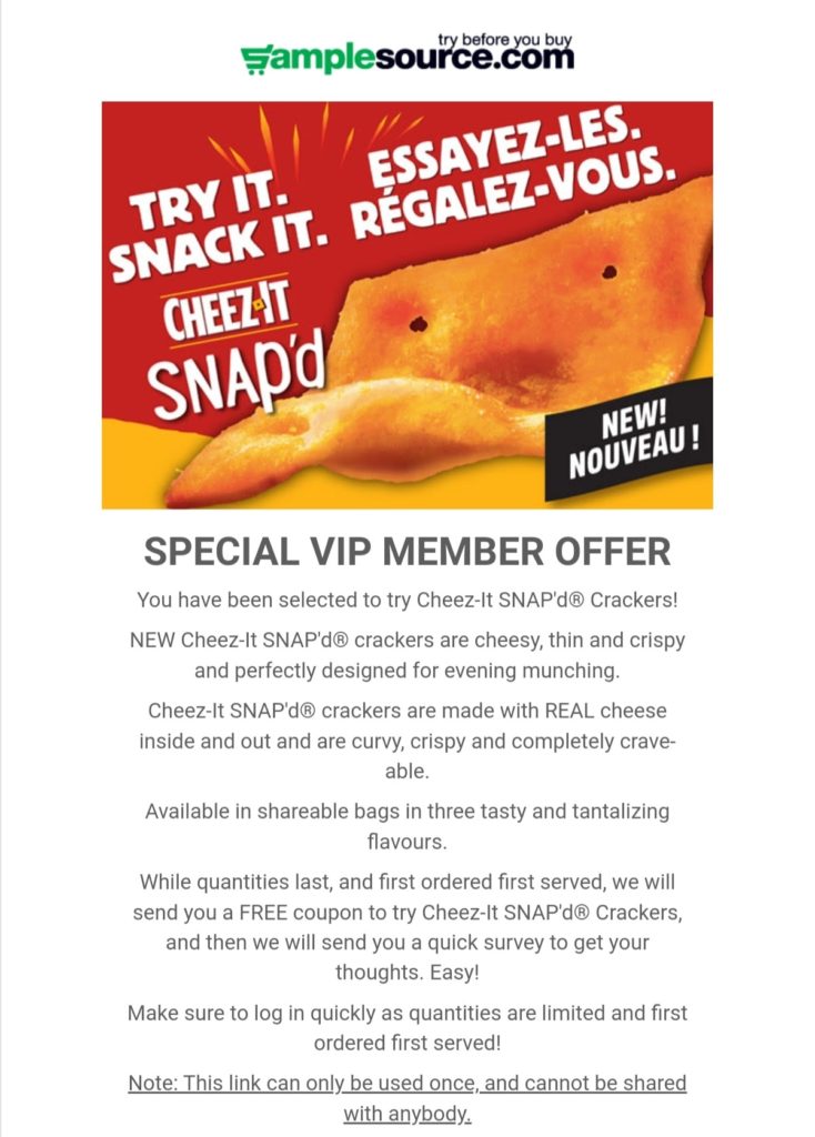 free cheez it crackers sample source