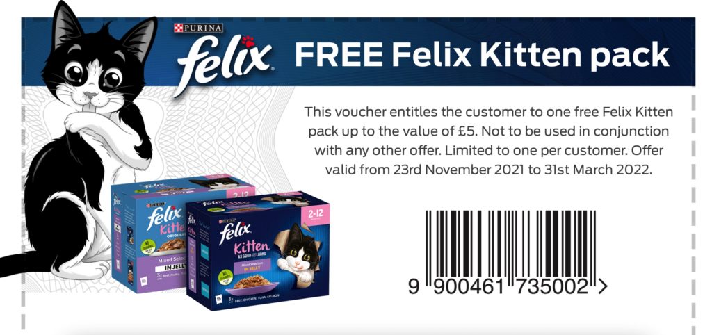 free felix cat food voucher