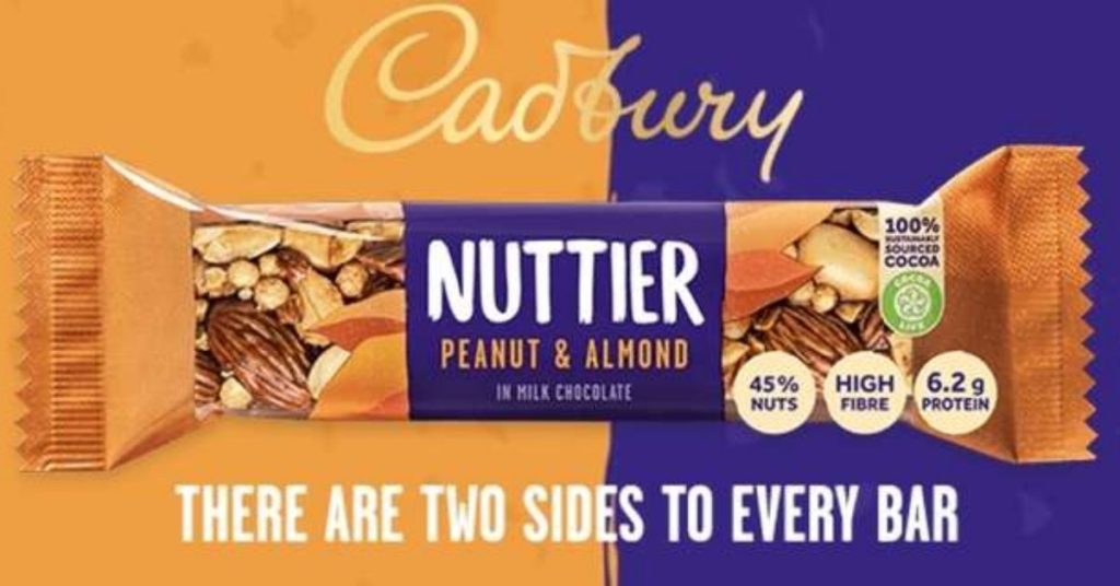 Cadbury nuttier bar sample