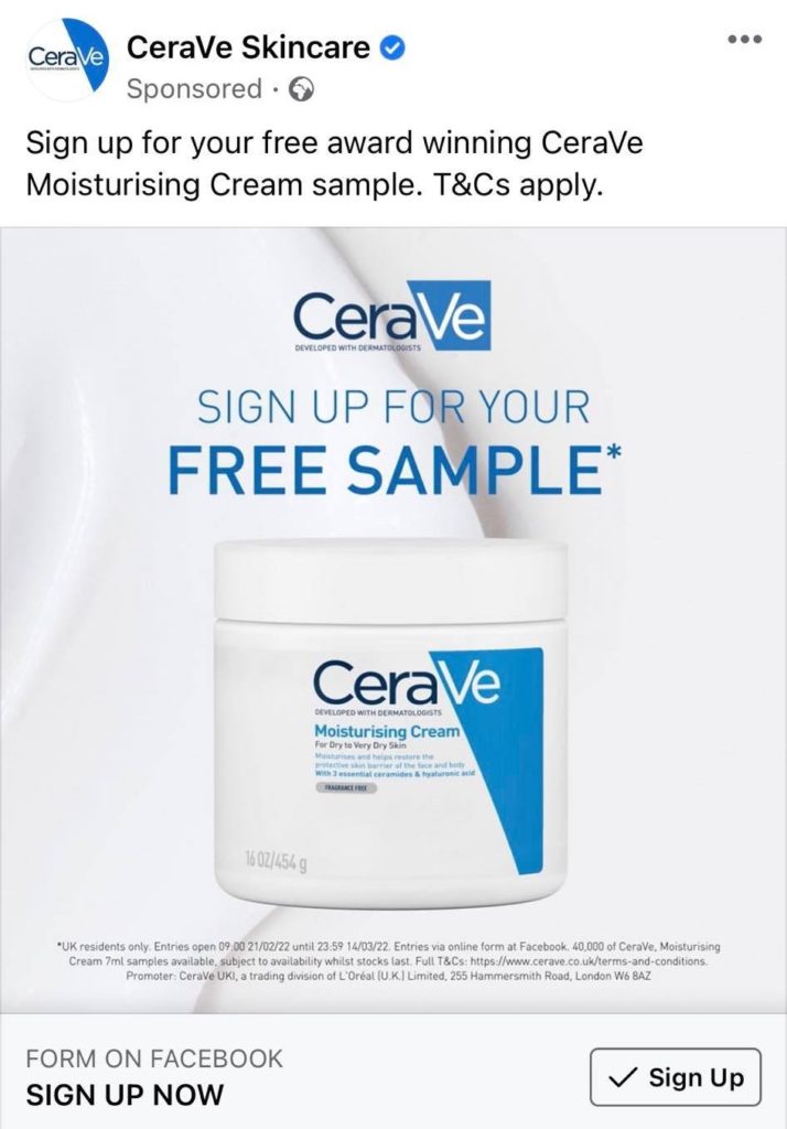 Cerave moisturising cream sample uk