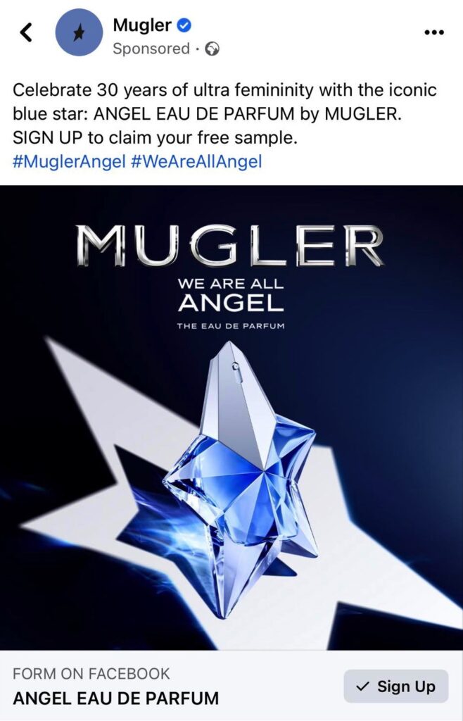 Mugler angel perfume sample