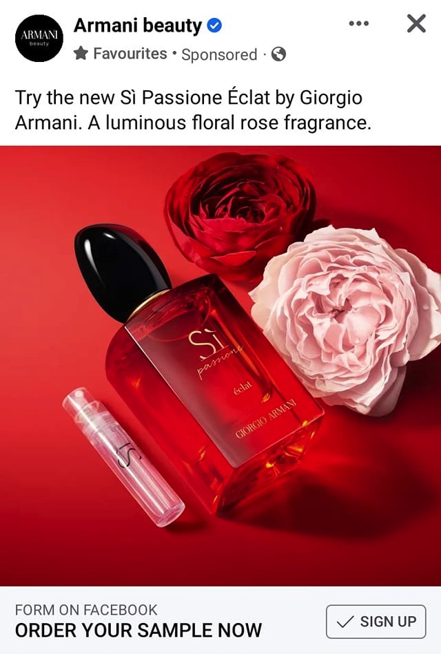 armani si perfume sample