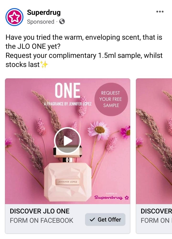 jennifer lopez perfume sample Jlo one ad facebook