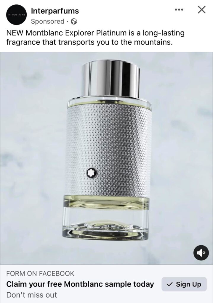 montblanc explorer perfume sample ad facebook