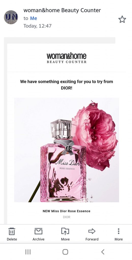 miss dior rose essence sample woman&home beauty counter