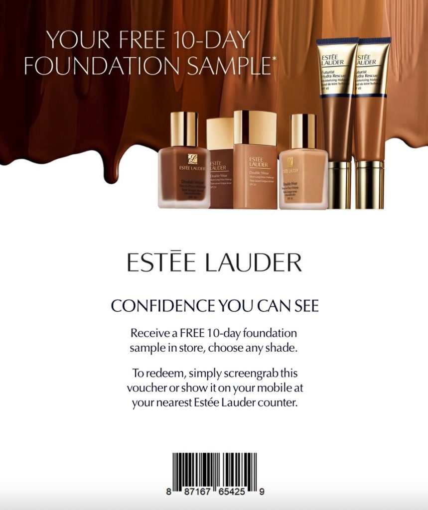 estee lauder foundation sample in store