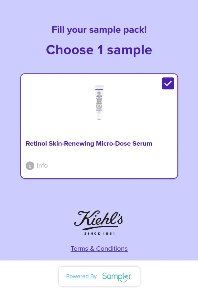Kiehls Retinol Serum sampler