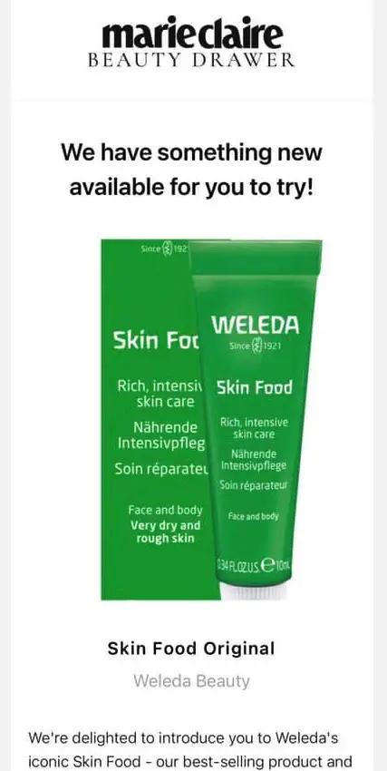 Free Weleda Skin Food sample marie claire