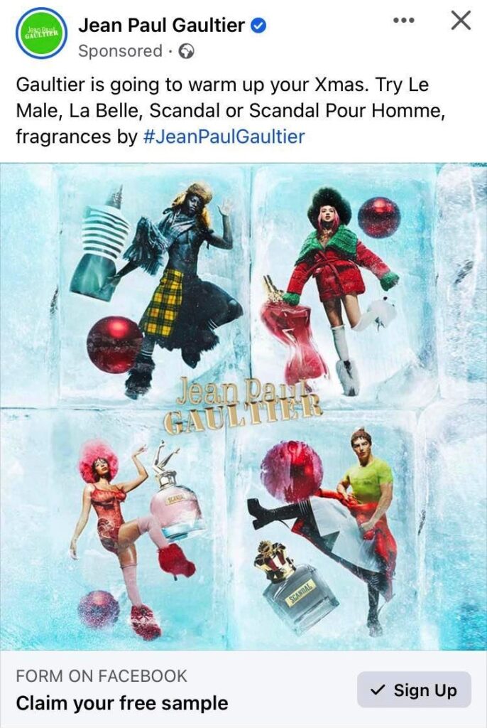 Jean Paul Gaultier perfume sample ad uk