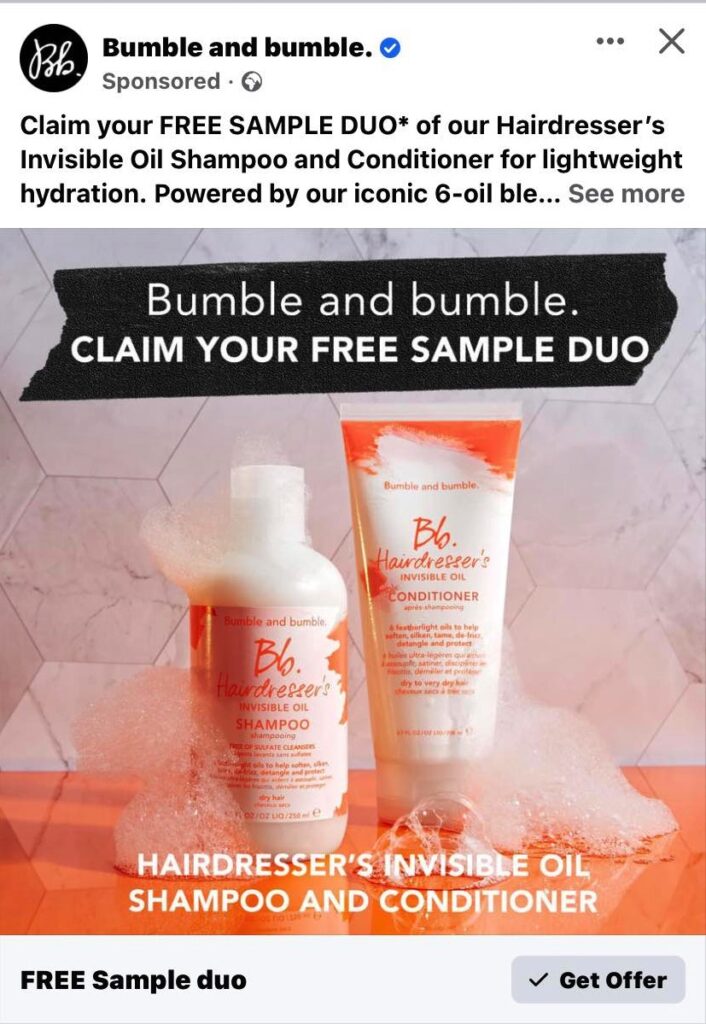 Bumble and Bumble Shampoo & Conditioner sample