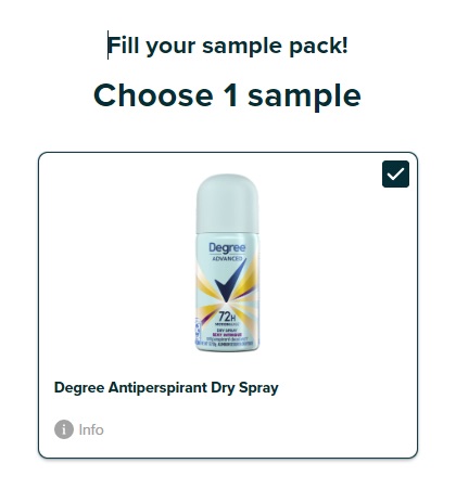 Degree Dry Spray sampler