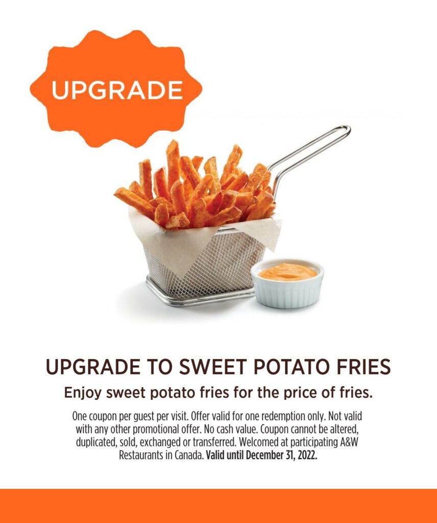 a and w coupon canada December 2022 Free Sweet Potato Fries