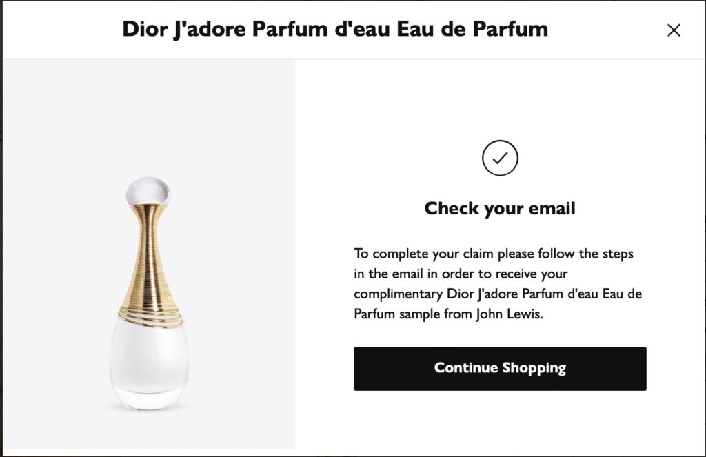 Dior J'adore Parfum d'Eau sample