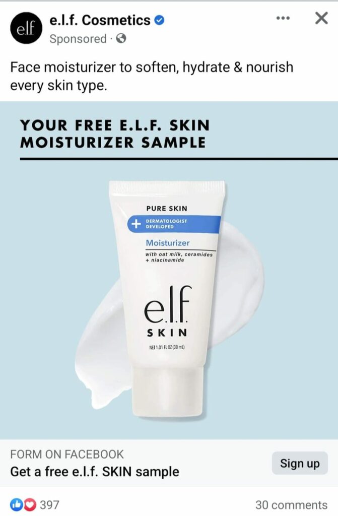 ELF Pure Skin Moisturizer sample