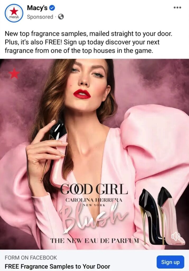 Carolina Herrera Blush Perfume sample ad