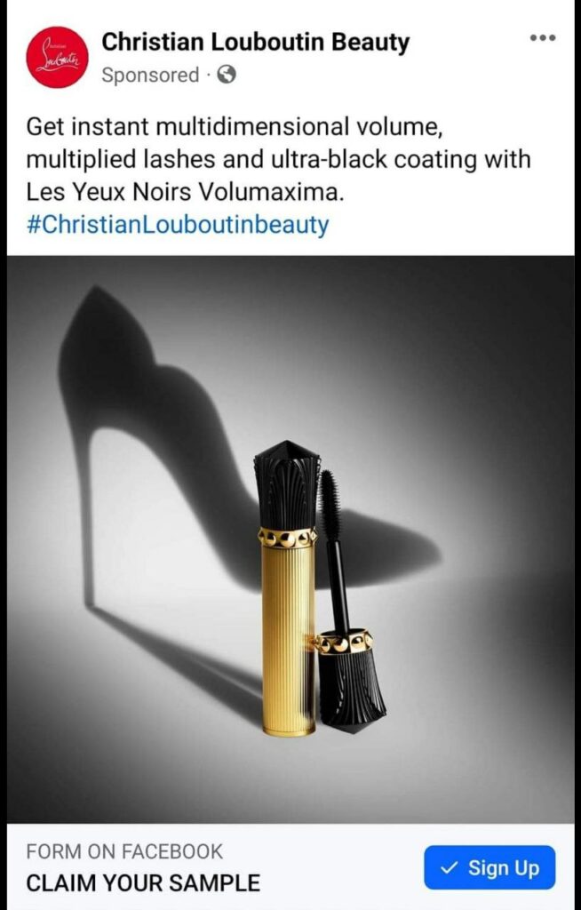 Louboutin Mascara sample ad facebook