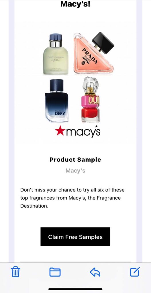 Macys Perfume samples productsamples.com