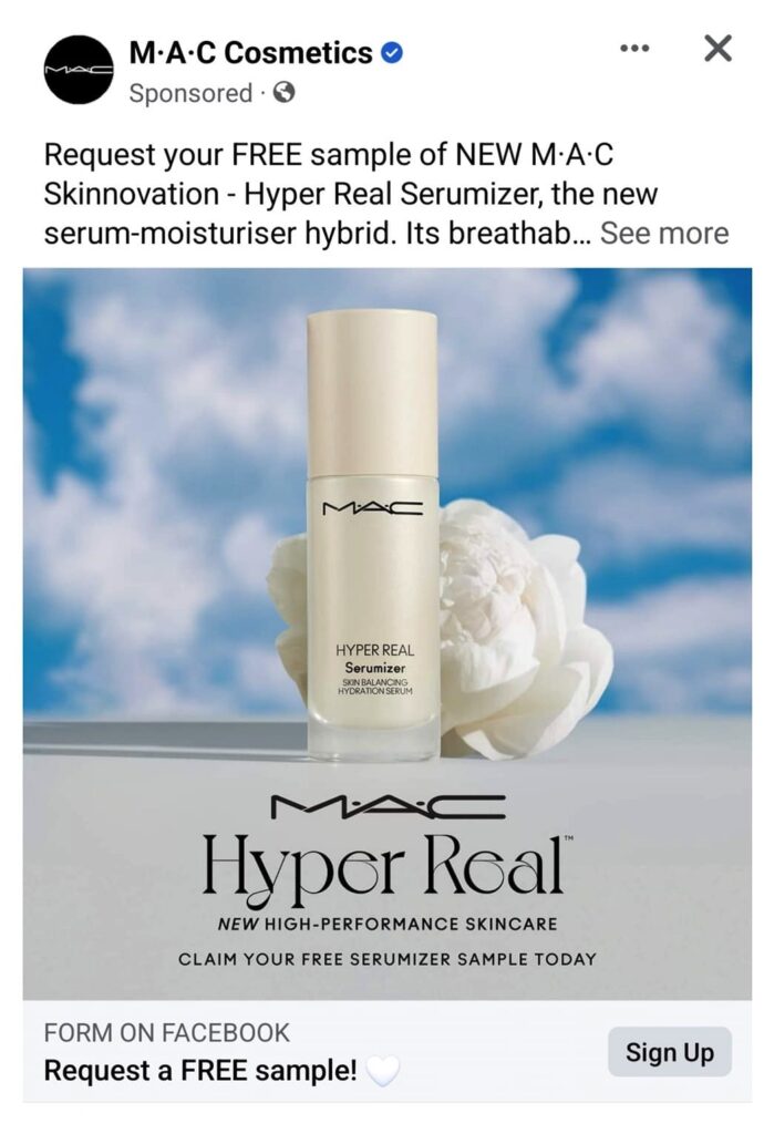 MAC Hyper Real serumizer sample ad