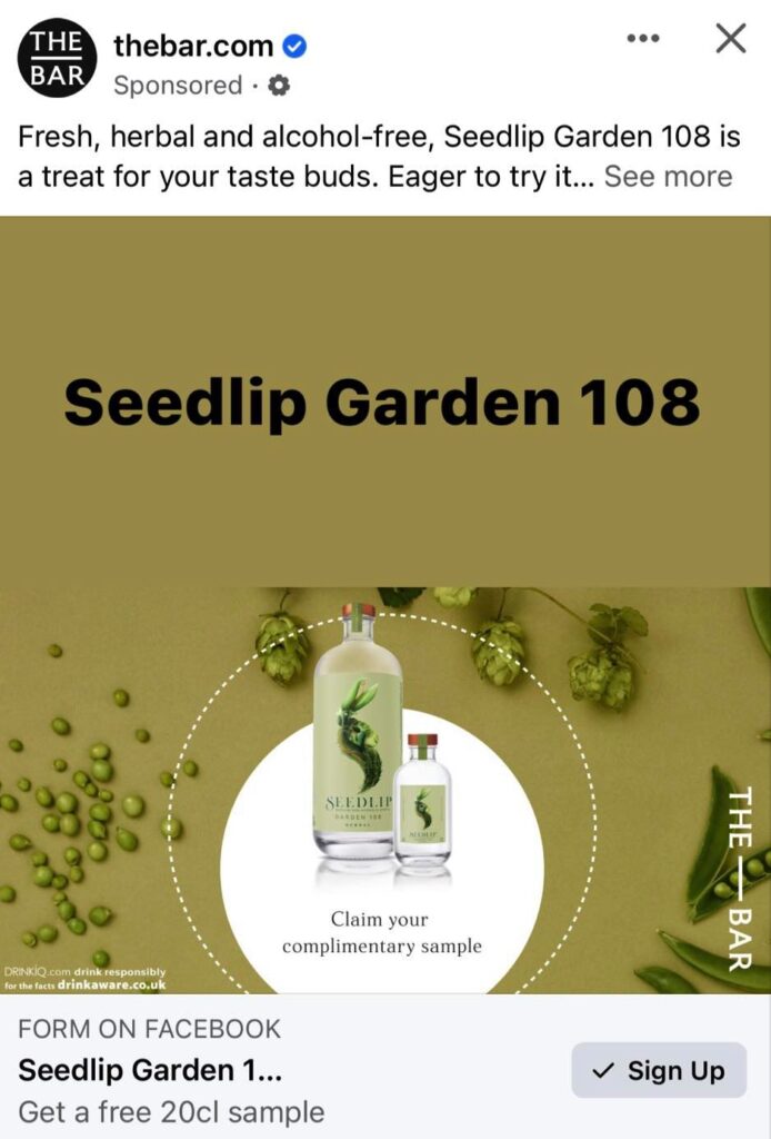 Seedlip Garden 108 sample ad