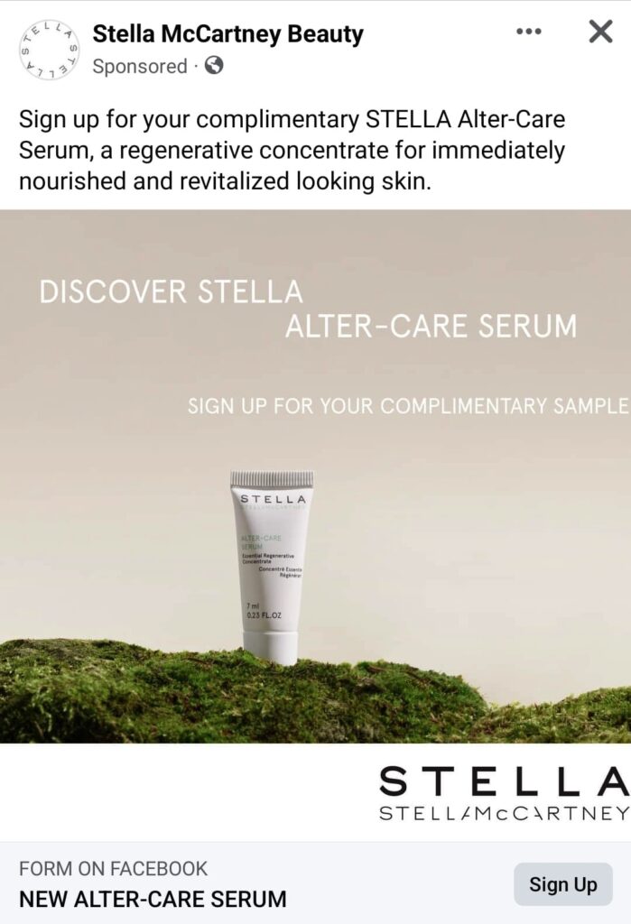 Stella McCartney serum sample ad