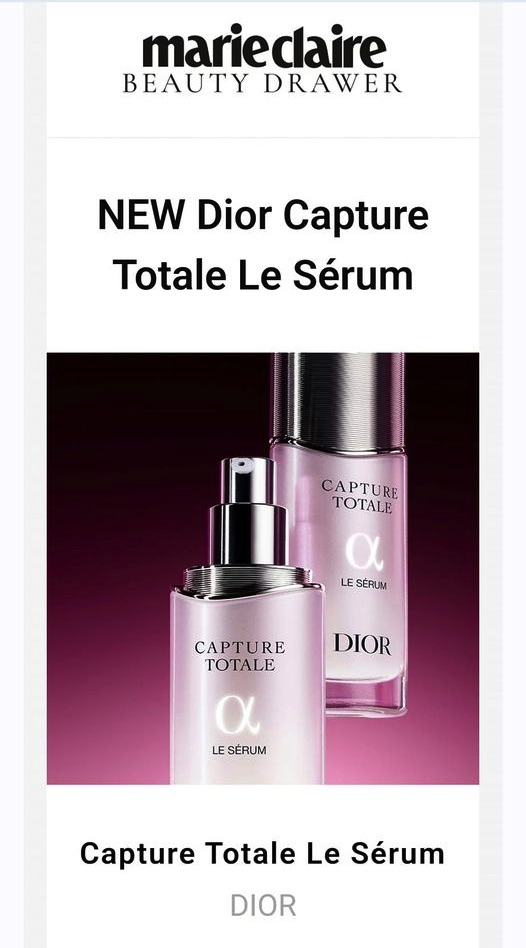free Dior Capture Totale Serum sample Marie Claire Beauty Drawer