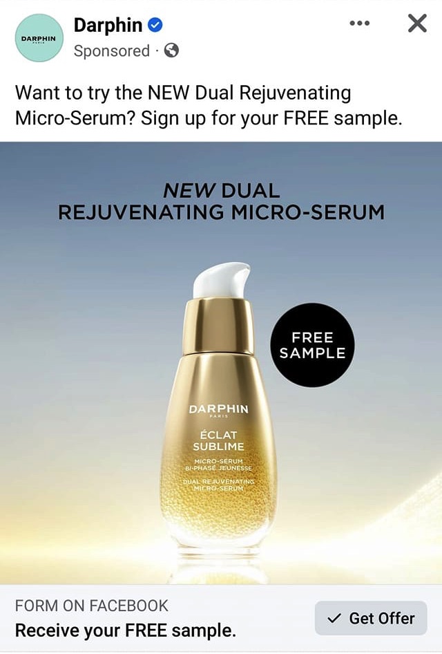 Darphin Serum sample ad dual Dual Rejuvenating Micro Serum 