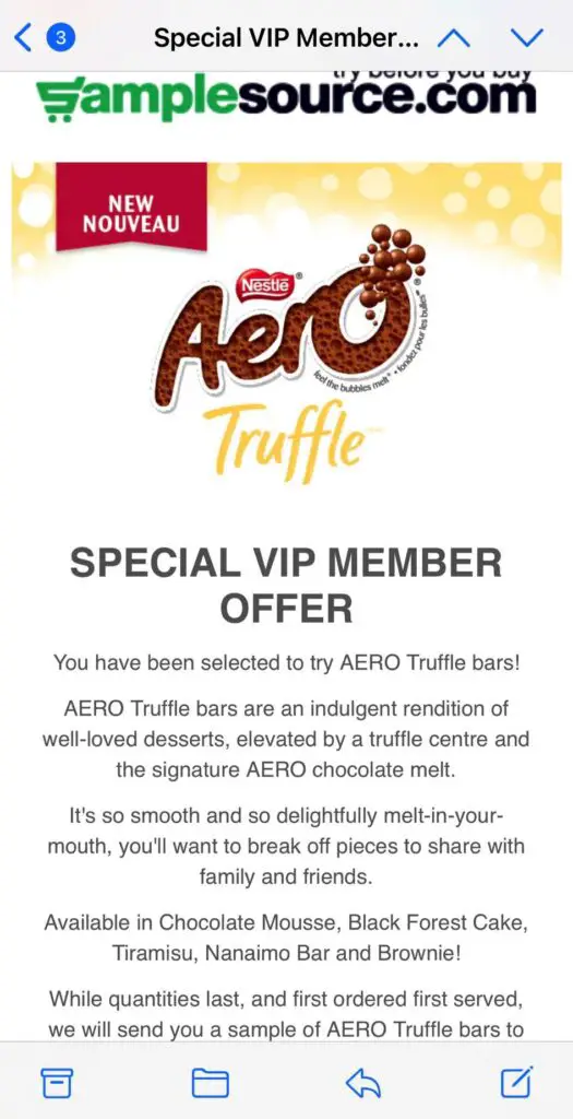 Free Aero Truffle Chocolate Bar sample source